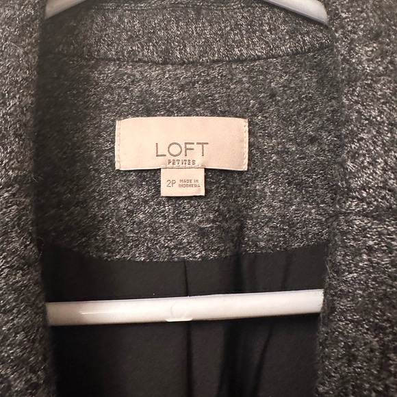 Loft Herringbone Wool Blazer, Gray, Size 2P - Picture 2 of 4